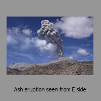 Ash eruption seen from E side
